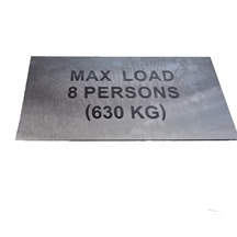 Max load plate 8 persons 630 KG
